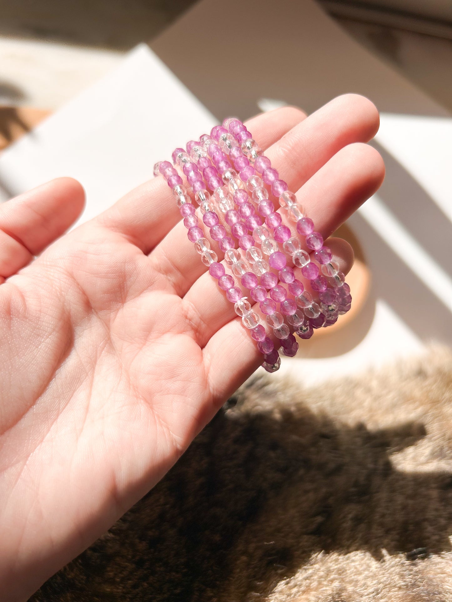 Pulseira Ametista + Quartzo Cristal Facetada
