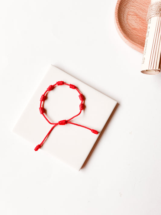 Pulseira 7 Nós Vermelha Simples