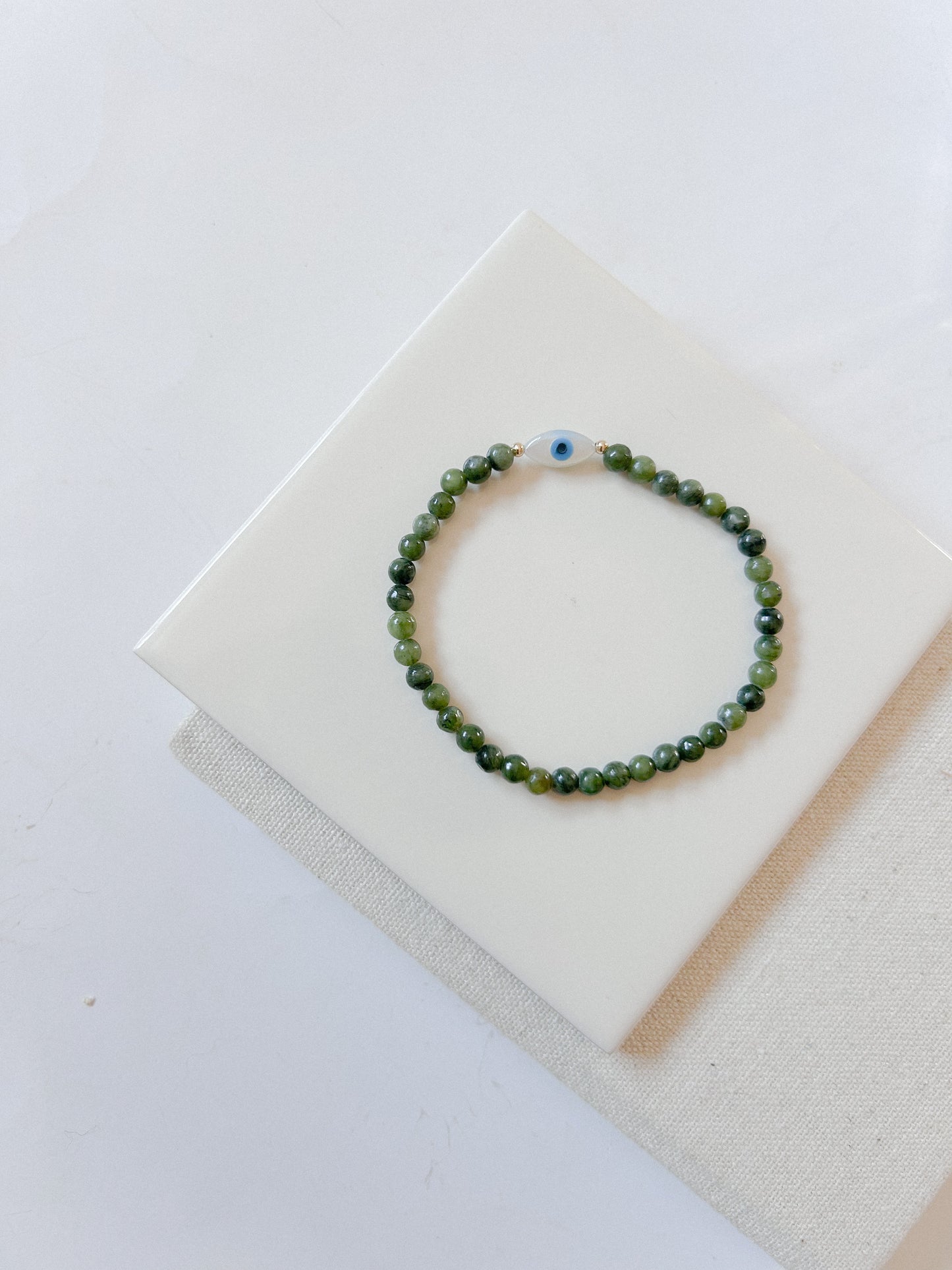 Pulseira Jade Verde C/ Olho Turco
