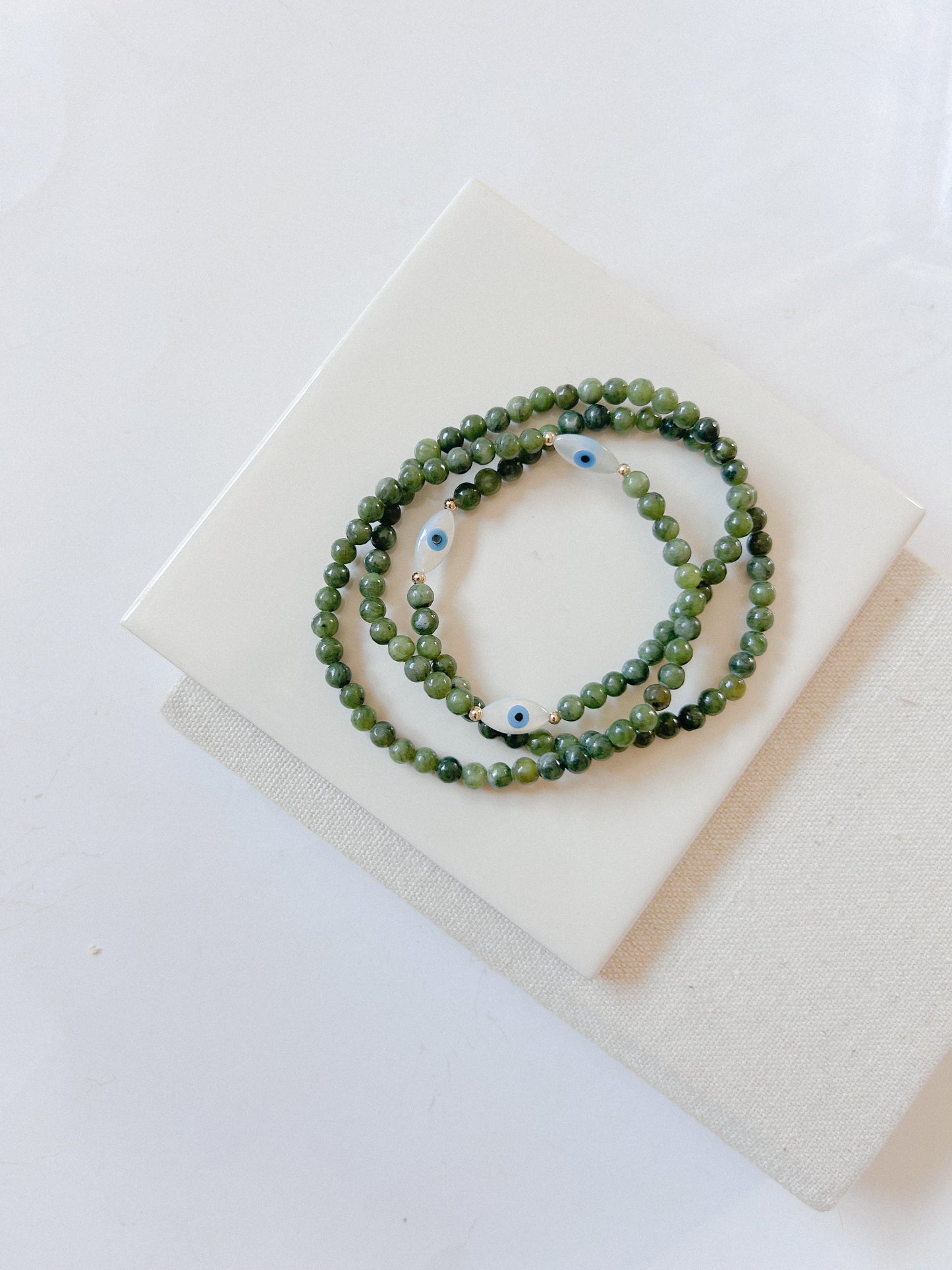 Pulseira Jade Verde C/ Olho Turco