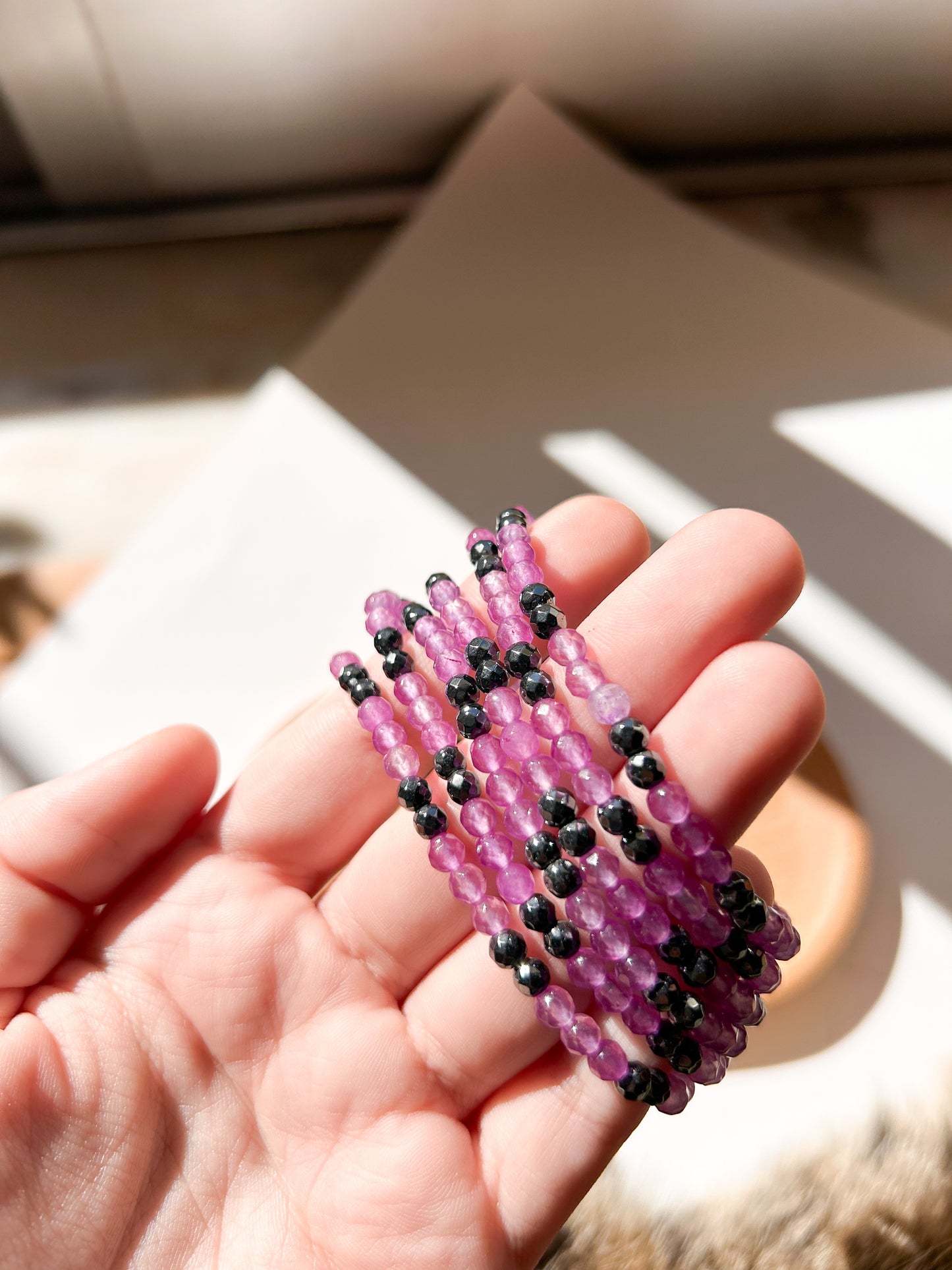 Pulseira Ametista + Hematite Facetada